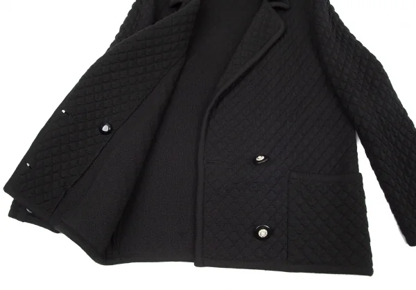 ヴァレンティノ ガラヴァーニVALENTINO GARAVANI ウールキルティングビジューボタンダブルジャケット 黒44 K-99152_010