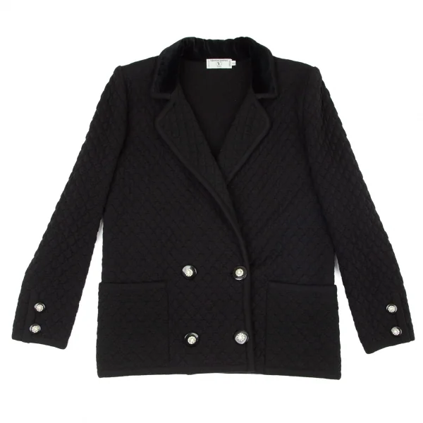 ヴァレンティノ ガラヴァーニVALENTINO GARAVANI ウールキルティングビジューボタンダブルジャケット 黒44 K-99152_002