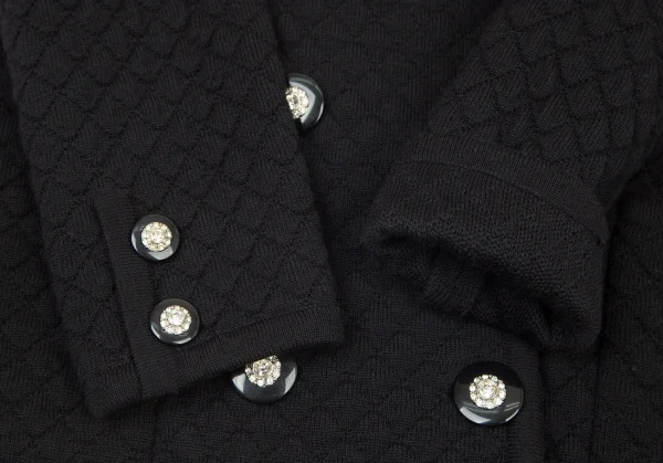 ヴァレンティノ ガラヴァーニVALENTINO GARAVANI ウールキルティングビジューボタンダブルジャケット 黒44 K-99152_006