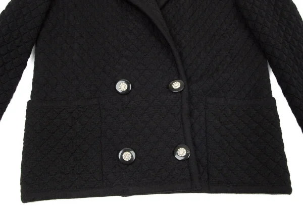ヴァレンティノ ガラヴァーニVALENTINO GARAVANI ウールキルティングビジューボタンダブルジャケット 黒44 K-99152_007