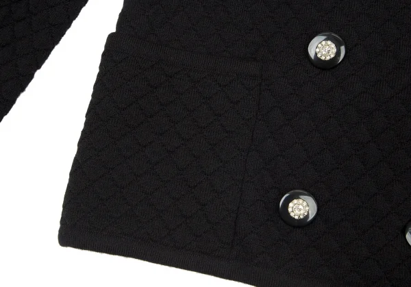 ヴァレンティノ ガラヴァーニVALENTINO GARAVANI ウールキルティングビジューボタンダブルジャケット 黒44 K-99152_009