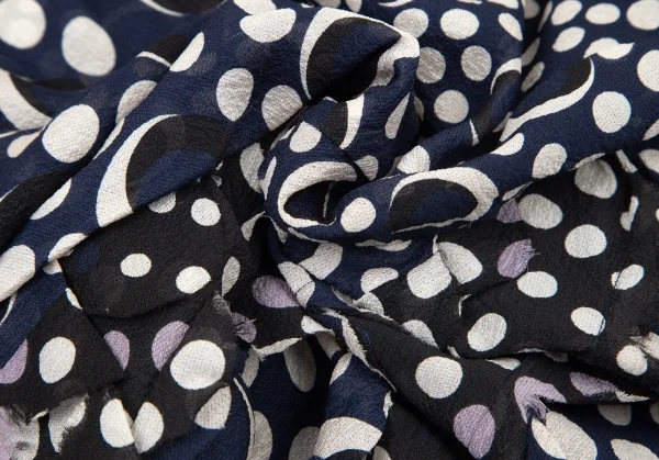 ダイアンフォンファステンバーグDIANE VON FURSTENBERG シルクドット貼り付けデザインドレープレイヤードノースリーブワンピース 紺白0 K-99213_011