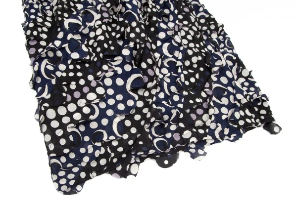 ダイアンフォンファステンバーグDIANE VON FURSTENBERG シルクドット貼り付けデザインドレープレイヤードノースリーブワンピース 紺白0 K-99213_005