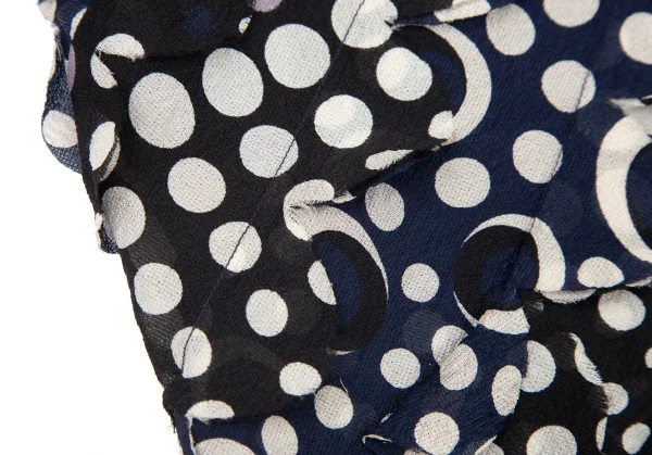 ダイアンフォンファステンバーグDIANE VON FURSTENBERG シルクドット貼り付けデザインドレープレイヤードノースリーブワンピース 紺白0 K-99213_006
