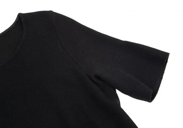 エムエム 6 メゾン マルジェラMM6 MAISON MARGIELA コットンウール切りっぱなしフレア半袖ワンピース 黒M K-99218_008