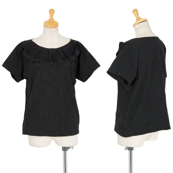 トリココムデギャルソンtricot COMME des GARCONS レースフリルフラワージャガードTシャツ 黒S K-99264_001
