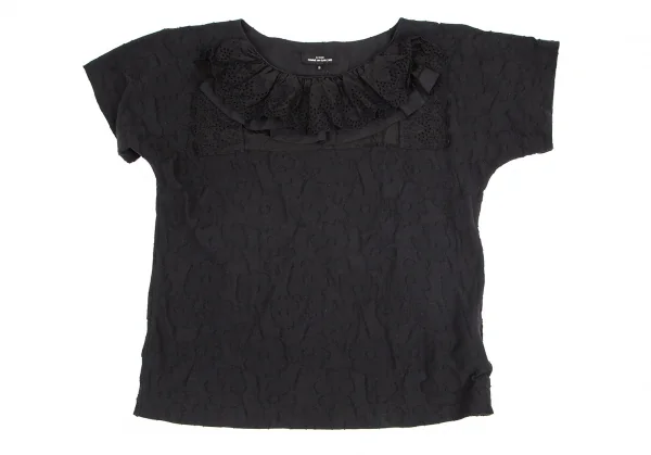 トリココムデギャルソンtricot COMME des GARCONS レースフリルフラワージャガードTシャツ 黒S K-99264_002