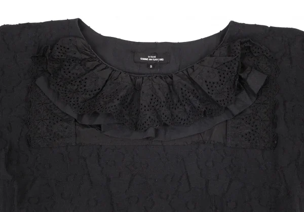 トリココムデギャルソンtricot COMME des GARCONS レースフリルフラワージャガードTシャツ 黒S K-99264_003