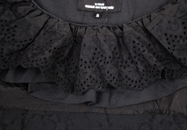 トリココムデギャルソンtricot COMME des GARCONS レースフリルフラワージャガードTシャツ 黒S K-99264_004