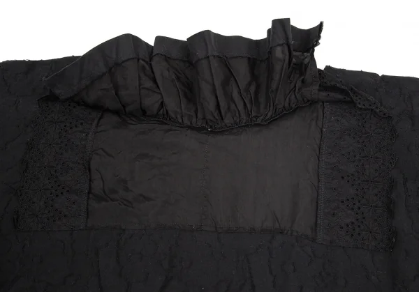 トリココムデギャルソンtricot COMME des GARCONS レースフリルフラワージャガードTシャツ 黒S K-99264_005