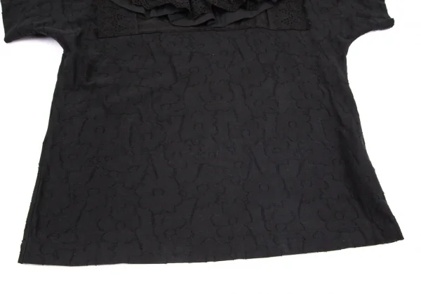 トリココムデギャルソンtricot COMME des GARCONS レースフリルフラワージャガードTシャツ 黒S K-99264_007