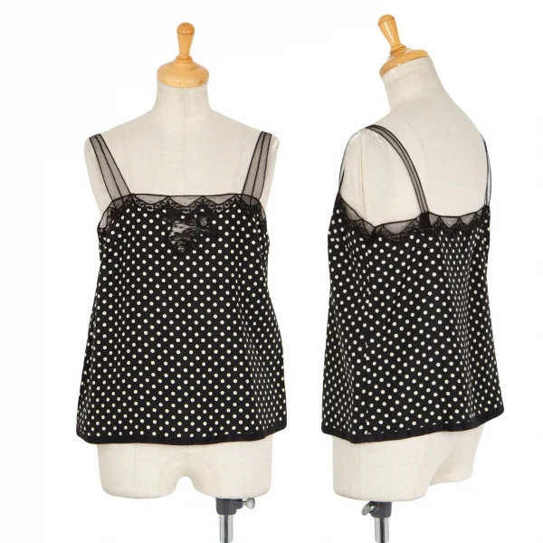 ランウェイ マークジェイコブスRUNWAY MARC JACOBS レース切替ドットプリントキャミソール 黒0 K-99278_001