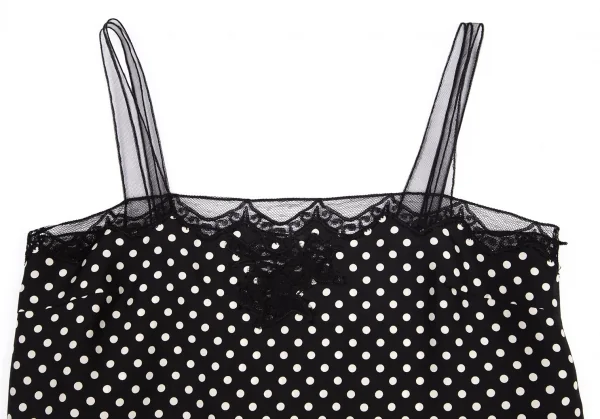 ランウェイ マークジェイコブスRUNWAY MARC JACOBS レース切替ドットプリントキャミソール 黒0 K-99278_003