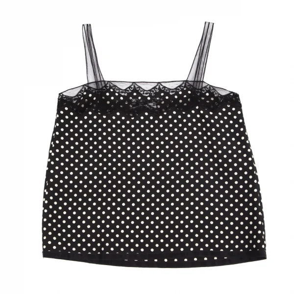 ランウェイ マークジェイコブスRUNWAY MARC JACOBS レース切替ドットプリントキャミソール 黒0 K-99278_008