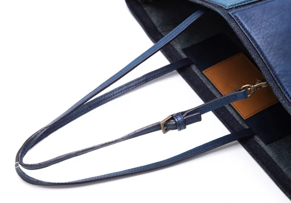 Yohji yamamoto discord Denim Switching Fold Leather Bag K-99318_011