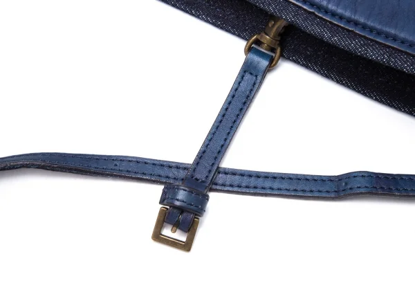 Yohji yamamoto discord Denim Switching Fold Leather Bag K-99318_012