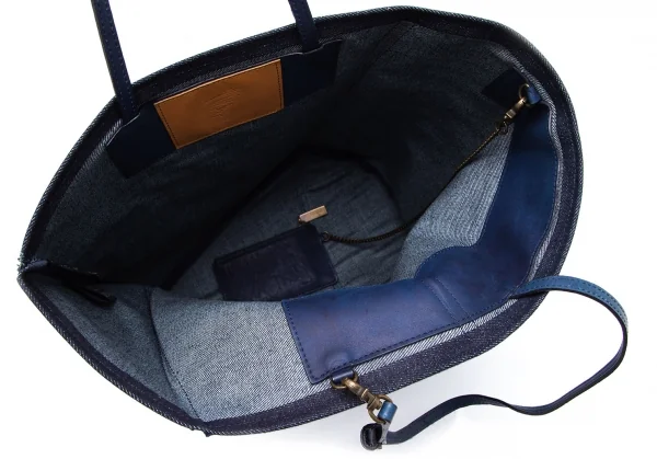 Yohji yamamoto discord Denim Switching Fold Leather Bag K-99318_013