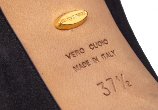 セルジオロッシsergio rossi オープントゥスウェードパンプス 黒37 1/2(24位) K-99319_010