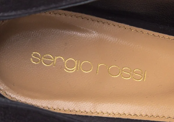 セルジオロッシsergio rossi オープントゥスウェードパンプス 黒37 1/2(24位) K-99319_012