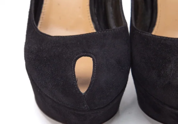 セルジオロッシsergio rossi オープントゥスウェードパンプス 黒37 1/2(24位) K-99319_003