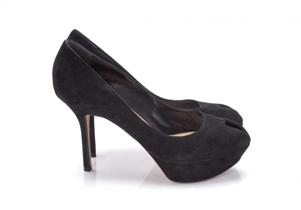 セルジオロッシsergio rossi オープントゥスウェードパンプス 黒37 1/2(24位) K-99319_004