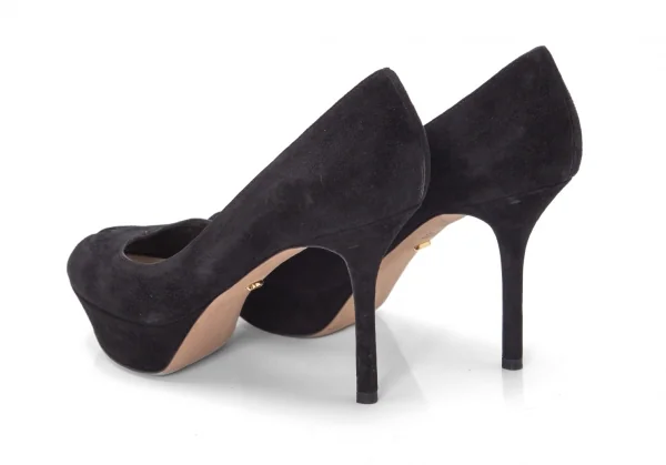 セルジオロッシsergio rossi オープントゥスウェードパンプス 黒37 1/2(24位) K-99319_006