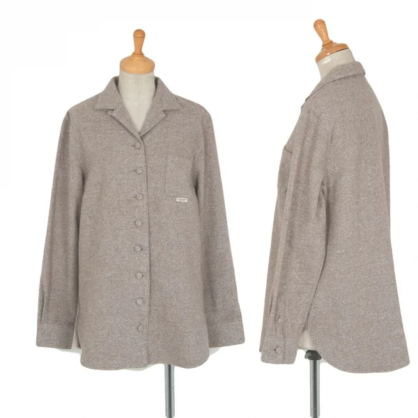 マドモアゼルノンノンMademoiselle NON NON コットンポリ起毛シャツ ベージュ38M K-99324_001