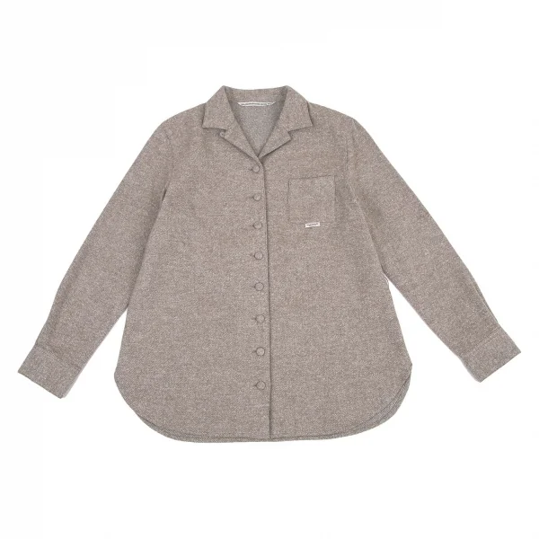 マドモアゼルノンノンMademoiselle NON NON コットンポリ起毛シャツ ベージュ38M K-99324_002