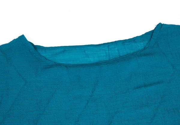 イッセイミヤケ ミーISSEY MIYAKE me ジグザグプリーツウエスト縛りデザインワイドシルエットノースリーブワンピース ターコイズF K-99335_004