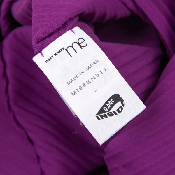 イッセイミヤケ ミーISSEY MIYAKE me A-POC INSIDE カッティング斜めプリーツワイドシルエットノースリーブワンピース 紫F K-99339_015