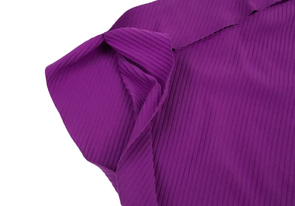 イッセイミヤケ ミーISSEY MIYAKE me A-POC INSIDE カッティング斜めプリーツワイドシルエットノースリーブワンピース 紫F K-99339_005