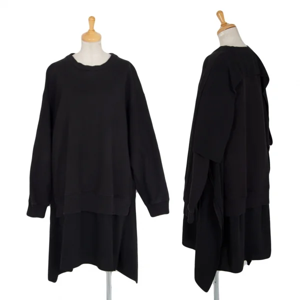 エムエム 6 メゾン マルジェラMM6 MAISON MARGIELA 異素材ドッキングワイドシルエットスウェット 黒M K-99340_001