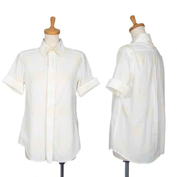 ワイズY's コットンビッグドットプリント半袖シャツ 白ベージュ2 K-99341_001