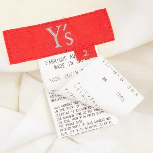 ワイズY's コットンビッグドットプリント半袖シャツ 白ベージュ2 K-99341_019