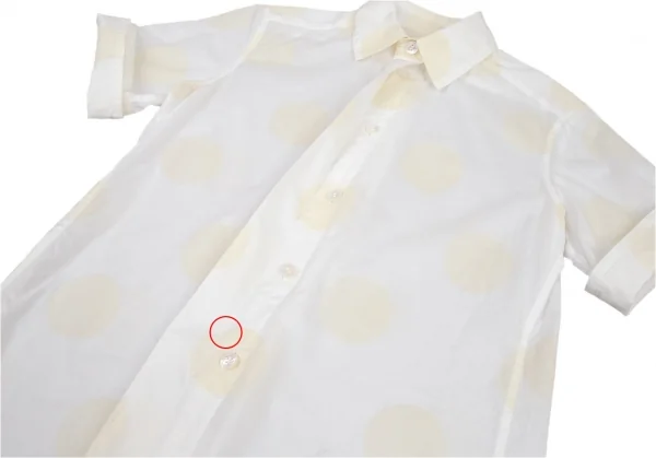 ワイズY's コットンビッグドットプリント半袖シャツ 白ベージュ2 K-99341_006
