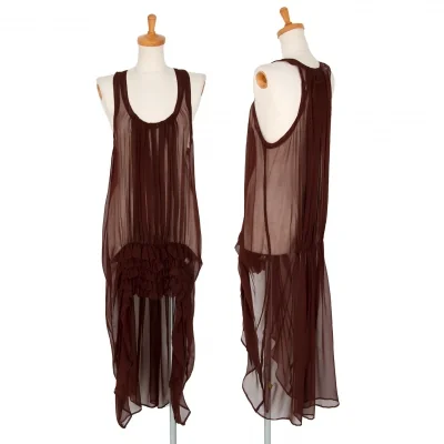 ジャンポールゴルチエ ファムJean Paul GAULTIER FEMME シースルーギャザーフリルノースリーブワンピース