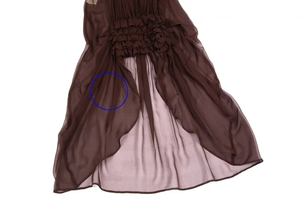 ジャンポールゴルチエ ファムJean Paul GAULTIER FEMME シースルーギャザーフリルノースリーブワンピース 茶40 K-99354_007