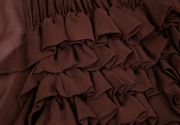 ジャンポールゴルチエ ファムJean Paul GAULTIER FEMME シースルーギャザーフリルノースリーブワンピース 茶40 K-99354_009