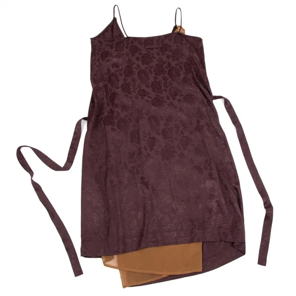 ジャンポールゴルチエ ファムJean Paul GAULTIER FEMME ローズジャガードカシュクールノースリーブワンピース 紫モカ40 K-99355_014