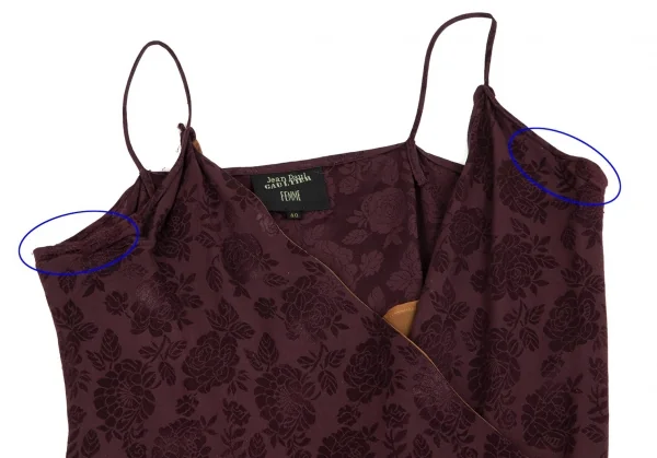 ジャンポールゴルチエ ファムJean Paul GAULTIER FEMME ローズジャガードカシュクールノースリーブワンピース 紫モカ40 K-99355_003