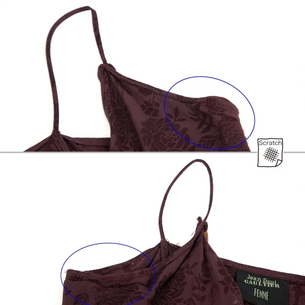 ジャンポールゴルチエ ファムJean Paul GAULTIER FEMME ローズジャガードカシュクールノースリーブワンピース 紫モカ40 K-99355_004