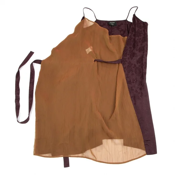 ジャンポールゴルチエ ファムJean Paul GAULTIER FEMME ローズジャガードカシュクールノースリーブワンピース 紫モカ40 K-99355_006