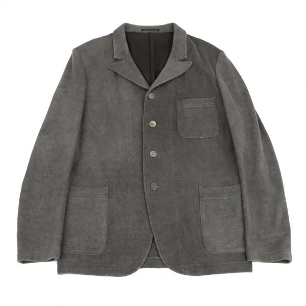 ヨウジヤマモト プールオムYohji Yamamoto POUR HOMME 竹炭染めコットンピークドラペルスウェットテーラードジャケット グレー3 K-99375_001
