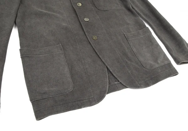 ヨウジヤマモト プールオムYohji Yamamoto POUR HOMME 竹炭染めコットンピークドラペルスウェットテーラードジャケット グレー3 K-99375_010