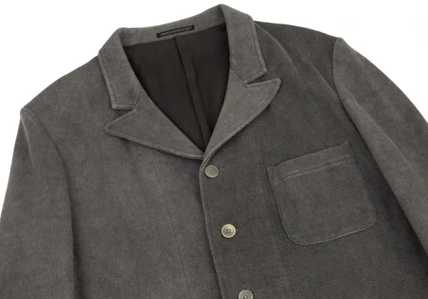 ヨウジヤマモト プールオムYohji Yamamoto POUR HOMME 竹炭染めコットンピークドラペルスウェットテーラードジャケット グレー3 K-99375_002