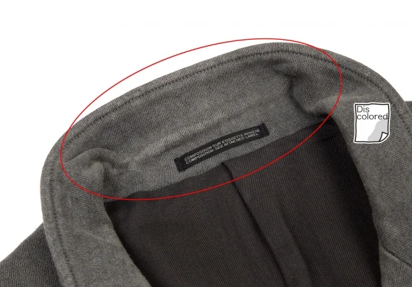 ヨウジヤマモト プールオムYohji Yamamoto POUR HOMME 竹炭染めコットンピークドラペルスウェットテーラードジャケット グレー3 K-99375_004