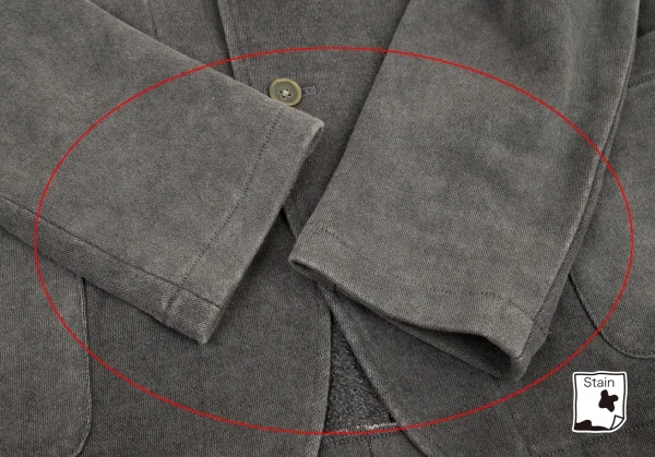 ヨウジヤマモト プールオムYohji Yamamoto POUR HOMME 竹炭染めコットンピークドラペルスウェットテーラードジャケット グレー3 K-99375_008