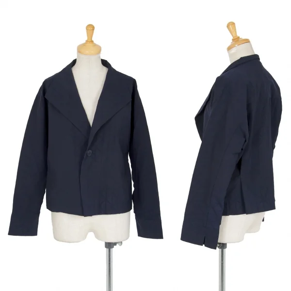 イッセイミヤケISSEY MIYAKE トライアングルピースプリントドルマンBジャケット 紺1 K-99385_001