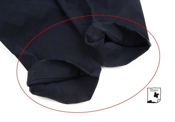 イッセイミヤケISSEY MIYAKE トライアングルピースプリントスリットパンツ 紺1 K-99386_008