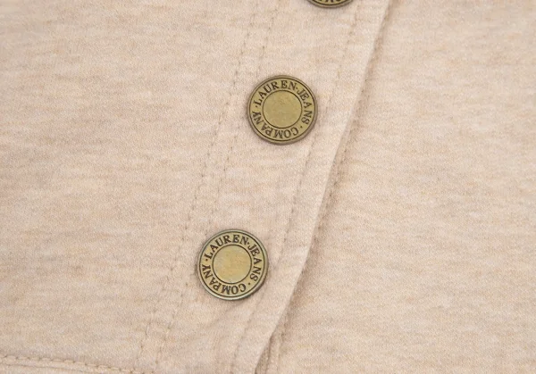 ラルフローレンRALPH LAUREN LAUREN JEANS COPANY ネックボタンデザインプリントパーカー ベージュM K-99391_005